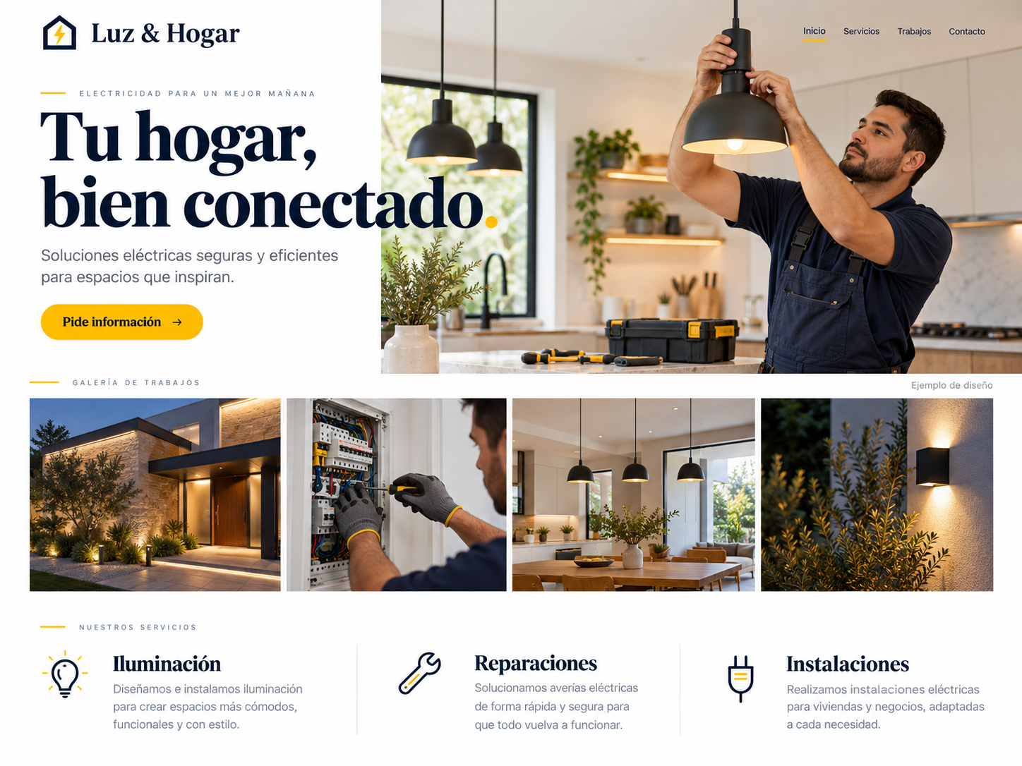 Ejemplo de página de electricidad: galería de trabajos