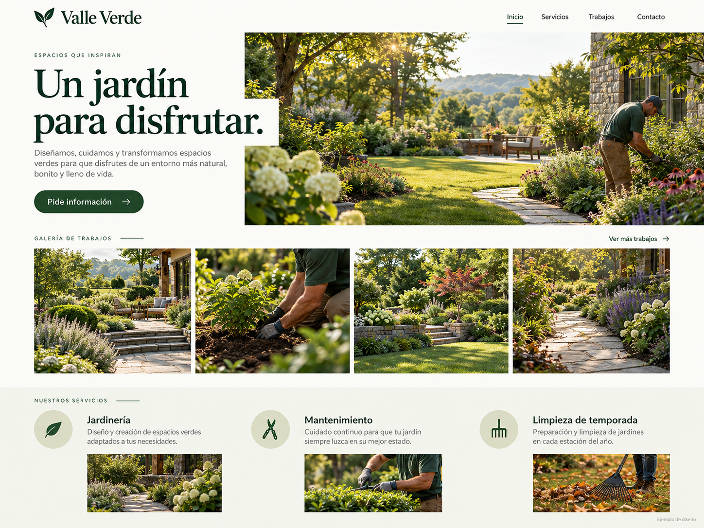 Ejemplo de página de jardinería y landscaping: galería de trabajos