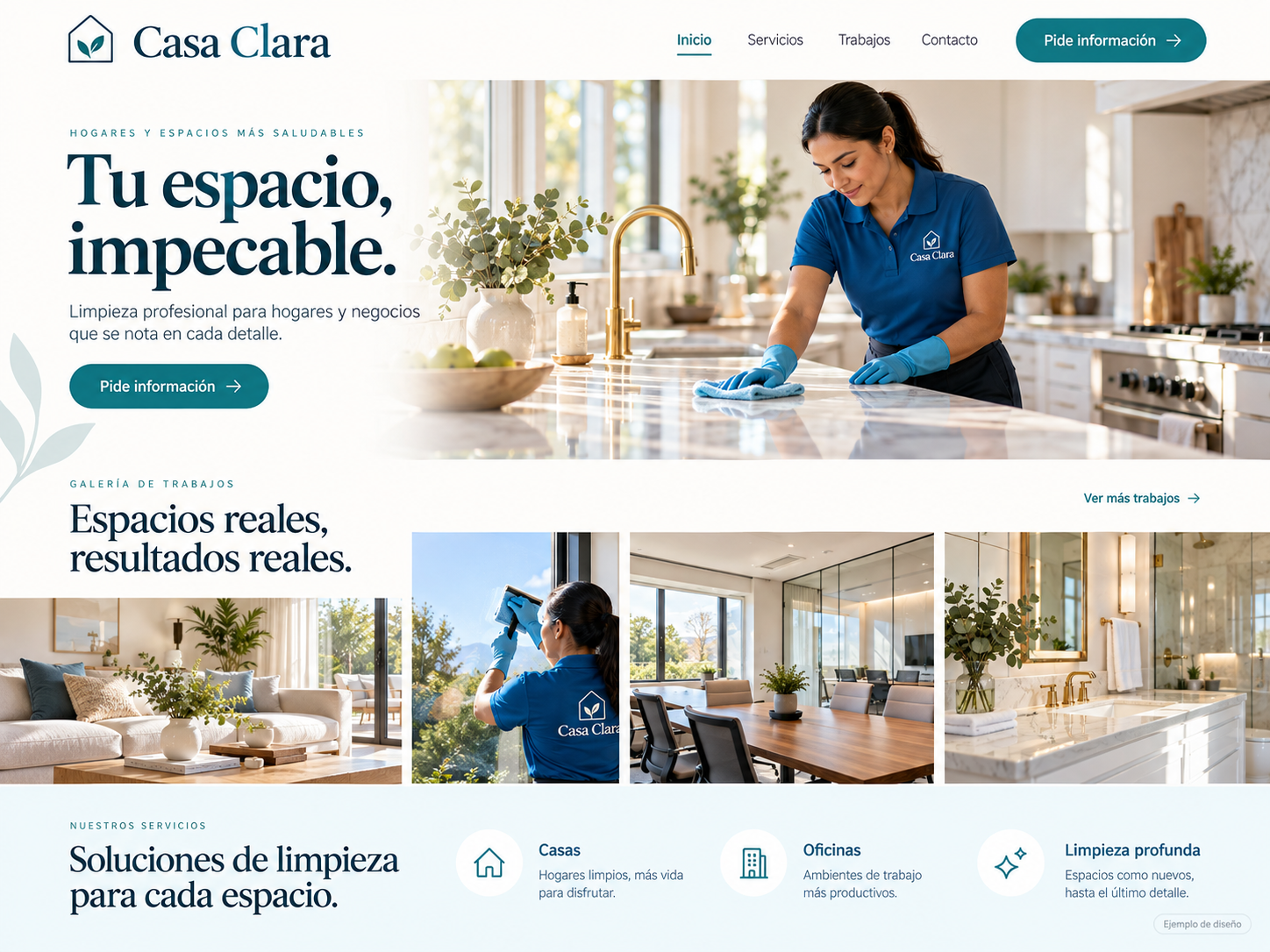 Ejemplo de página de limpieza: galería de trabajos