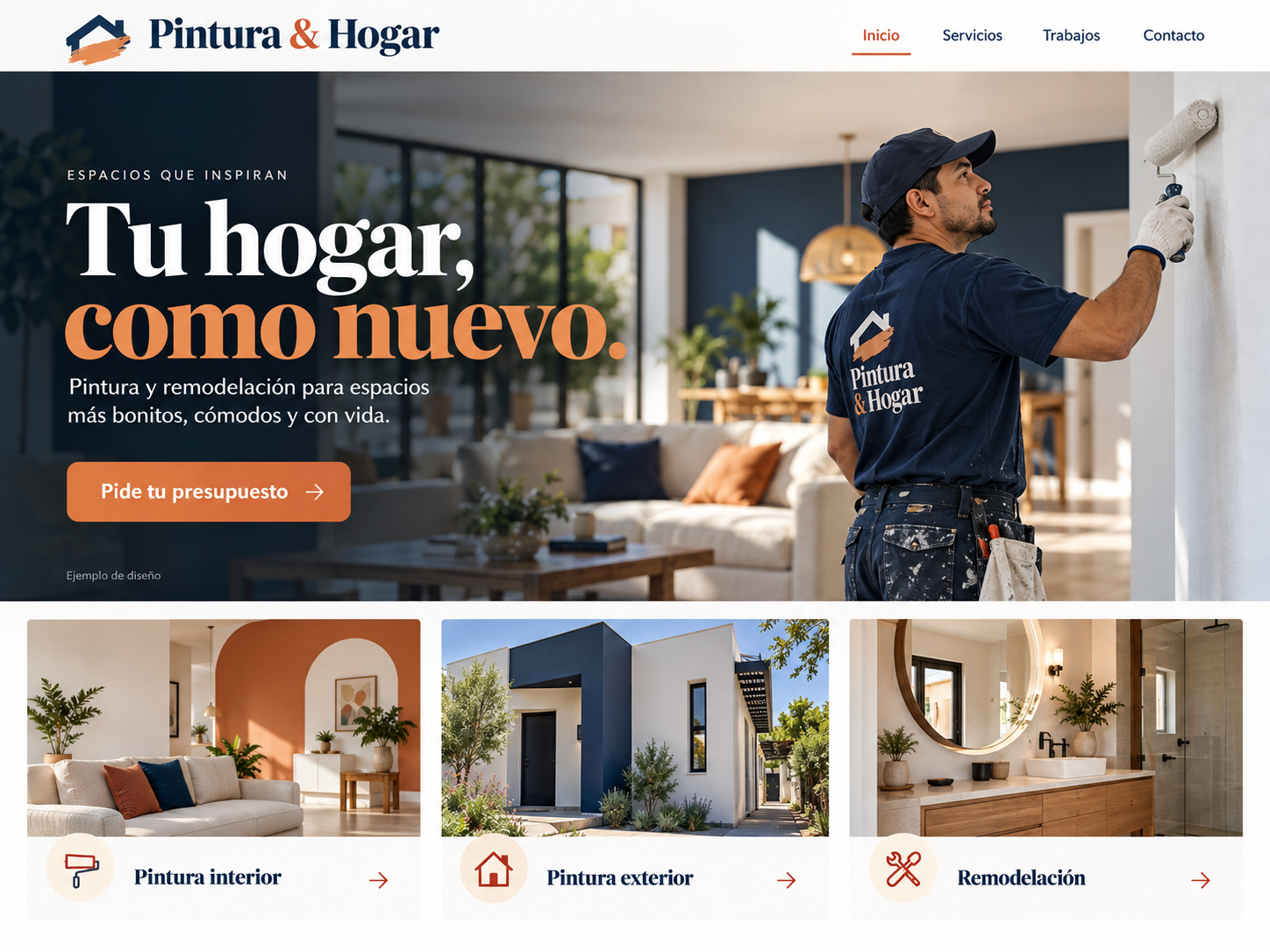 Ejemplo de página de pintura y remodelación: imagen grande