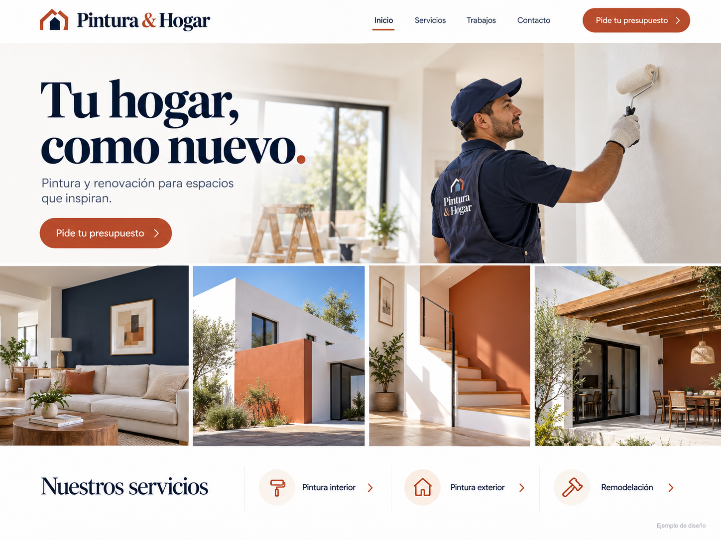 Ejemplo de página de pintura y remodelación: galería de trabajos
