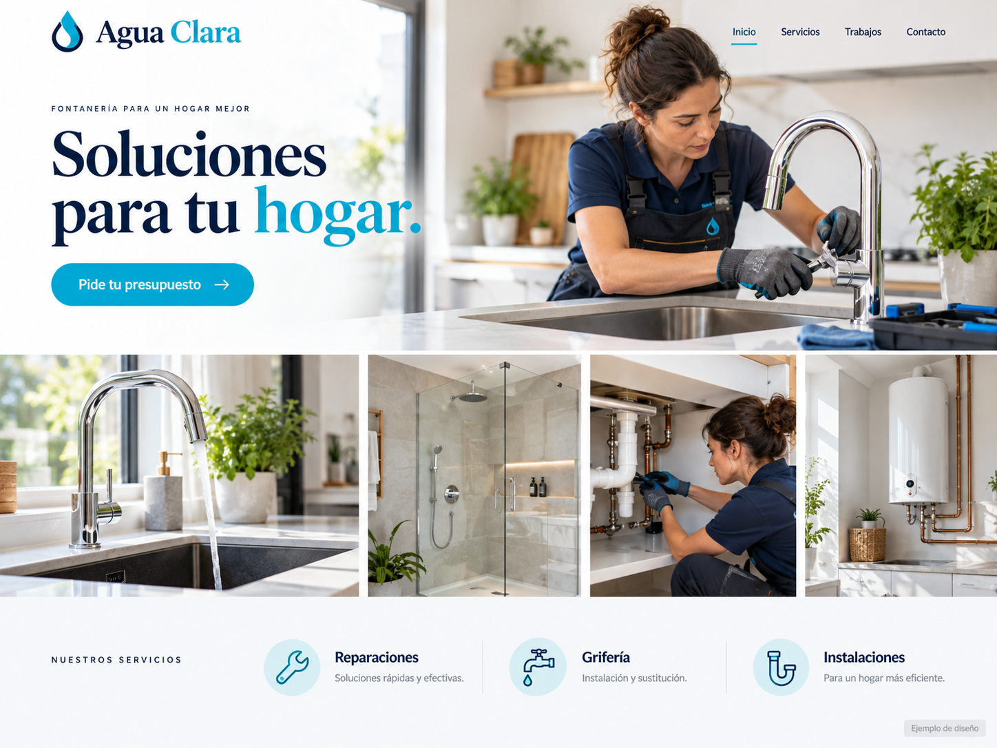 Ejemplo de página de plomería: galería de trabajos